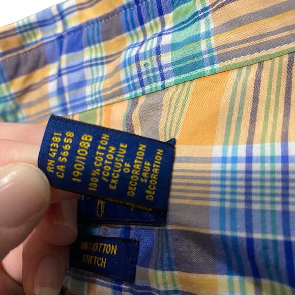 Ralph Lauren Button Front Pocket Plaid Shirt 100% Cotton Orange Mens Size XXL - Picture 5 of 10